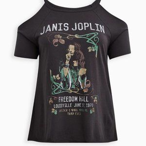 Torrid Janis Joplin Vintage Concert Poster Cold Shoulder Plus Size Top NWT